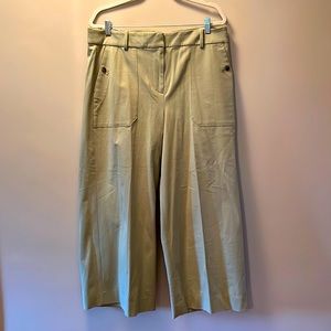 J Crew Reimagined Fair Trade cropped, wide leg, pale sage green Chinos w/stretch